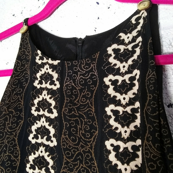 Vintage Script Small Sleeveless Lined Mini Dress With Ties - Picture 2 of 8